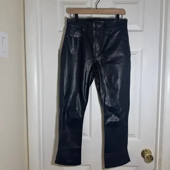 Veronica Beard Beverly Vegan Leather Skinny-Flare Black Pant Size 28 - Picture 2 of 13